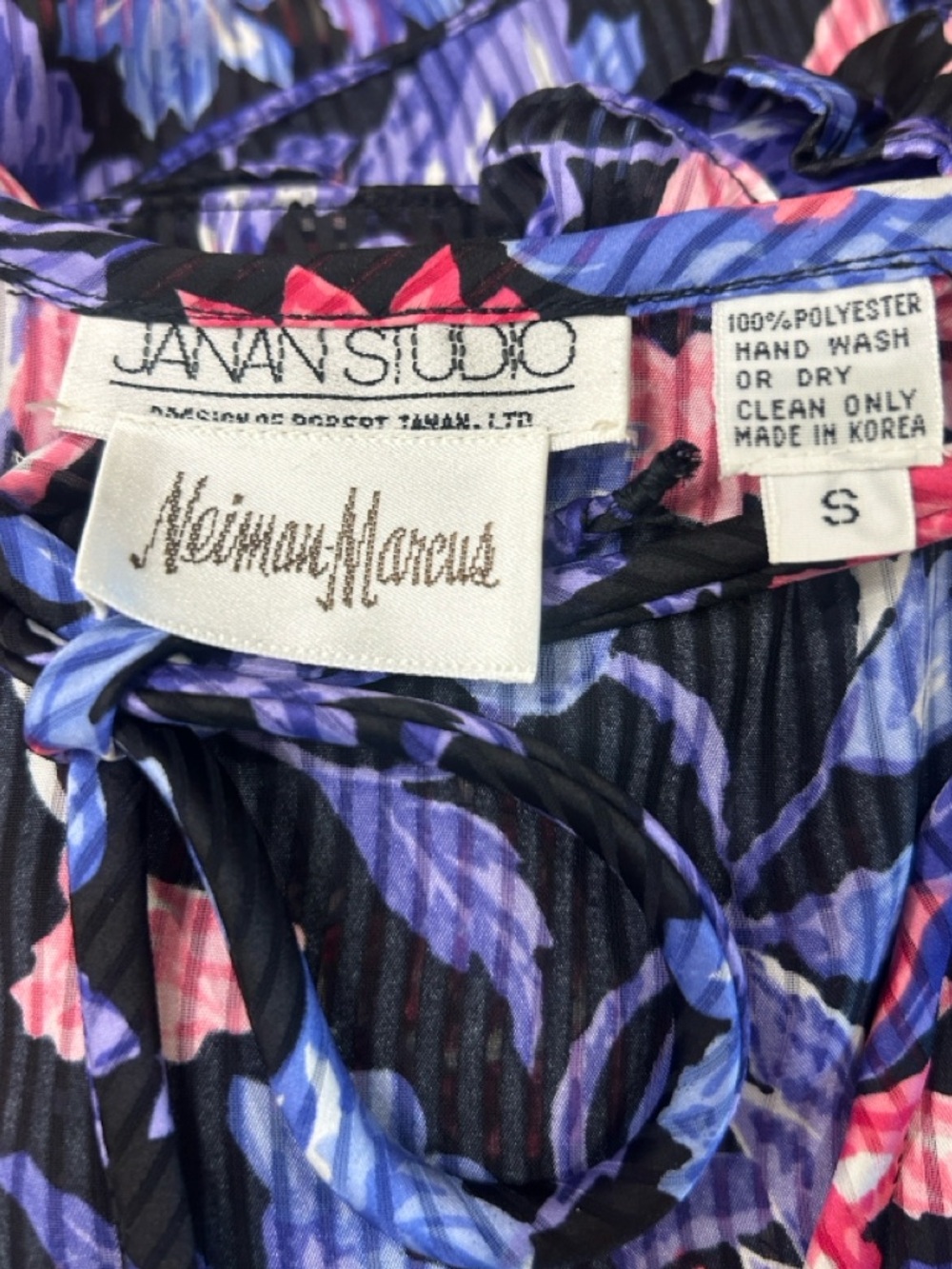 Vintage Neiman Marcus Janan Studio Floral Ruffle Sleeves Tiered Skirt Dress - Picture 4 of 11